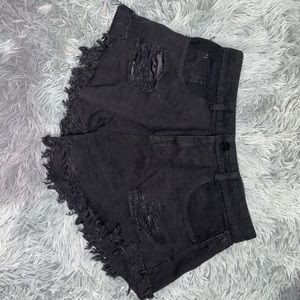 Black high wasted ripped booty shorts